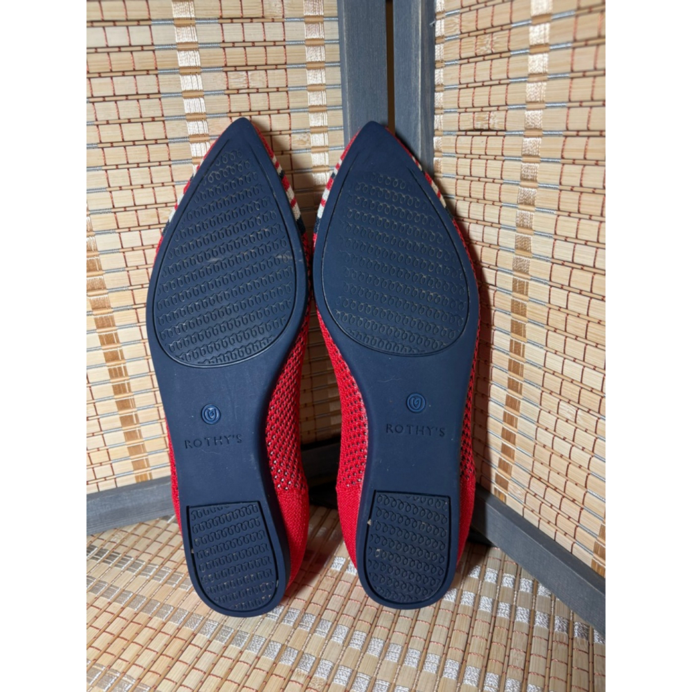 Retired Rothy's The Point in Cherry Red w/ Stripe Cap Toe - Picture 3 of 4